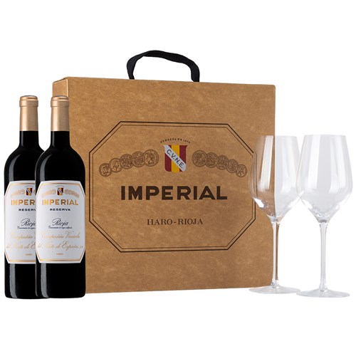 CVNE Imperial Gift Box With 2 bottles & 2 Glasses - Fast Shipping